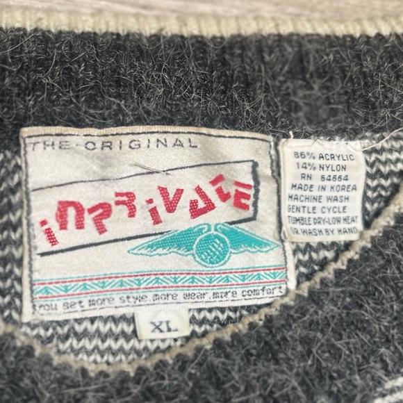 VINTAGE IN PRIVATE Men's Gray Patterned Sweater SZ: XL - Picture 6 of 8